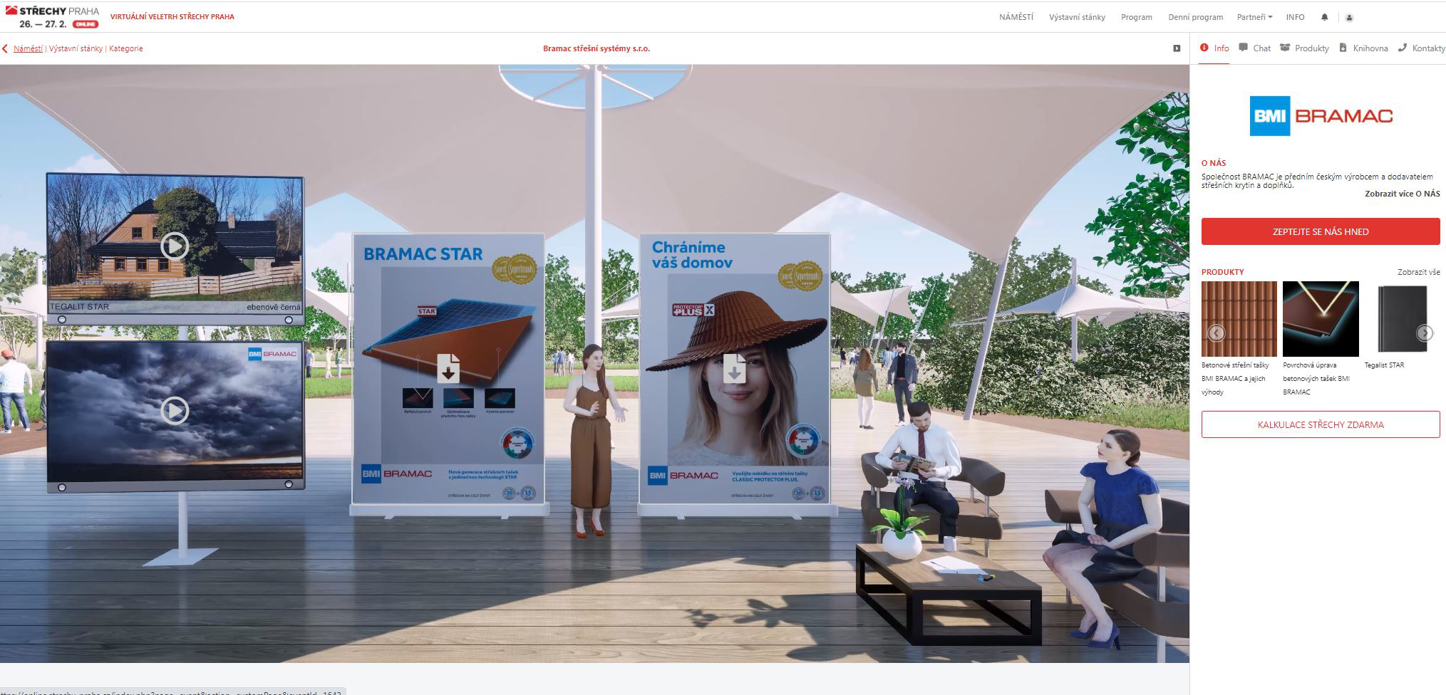Stánek firmy Bramac na online veletrhu Střechy Praha 2021